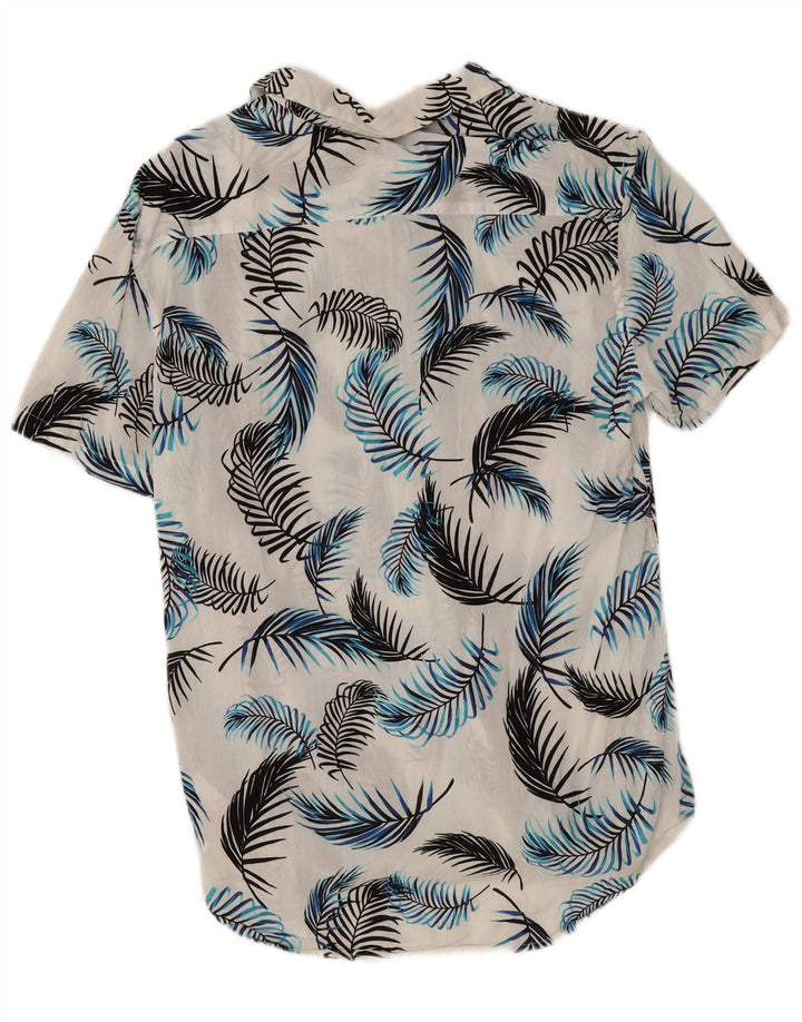 Jack Wills Herren Kurzarm-Slim-Fit-Hemd aus mittelweißer, geblümter Viskose