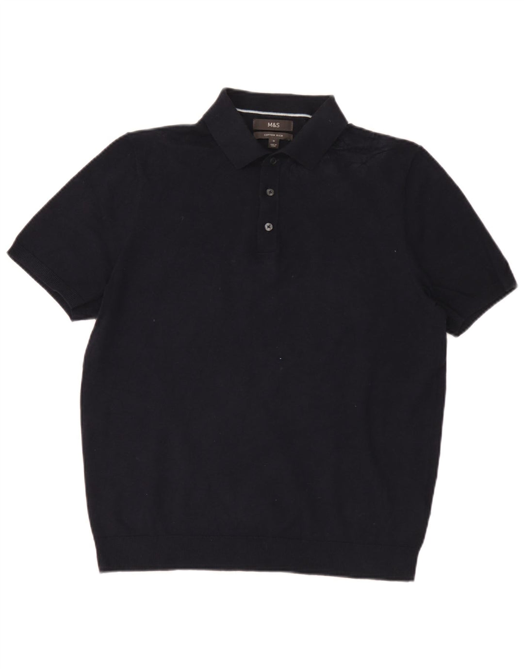 Marks & Spencer Herren-Pullover mit Polokragen, kurzärmelig, mittelgroß, Marineblau