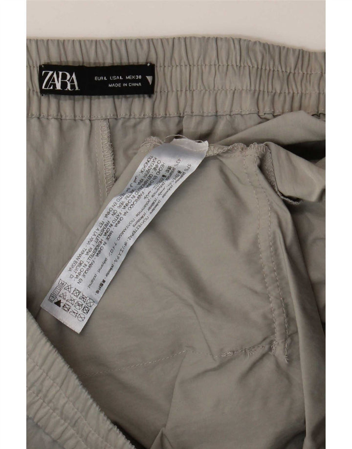 Zara Damen Cargo-Shorts, groß, W30, graues Polyester
