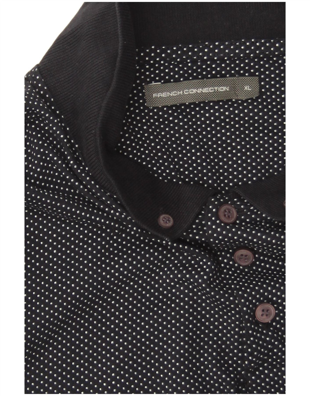 French Connection Herren-Poloshirt XL aus marineblau gepunkteter Baumwolle
