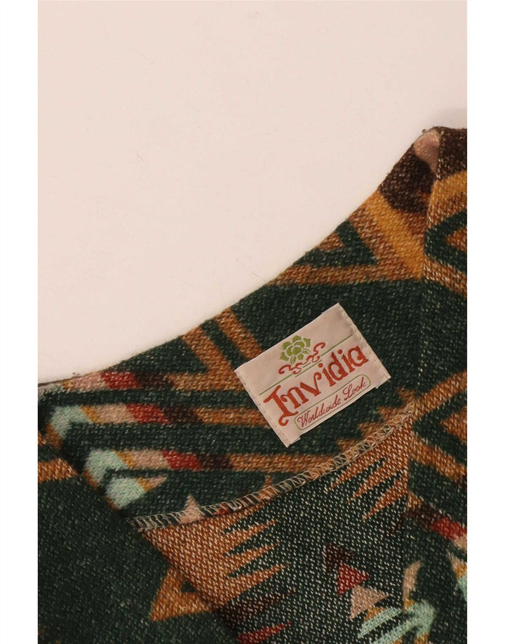 Vintage Herren Weste XL Grün Geometrisch Azteken