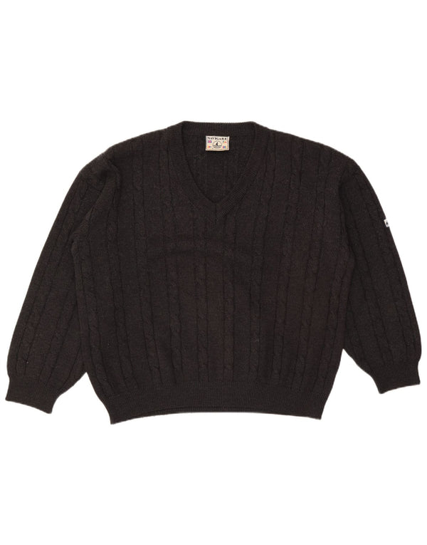 Navigare Herren-Pullover mit V-Ausschnitt, große graue Wolle
