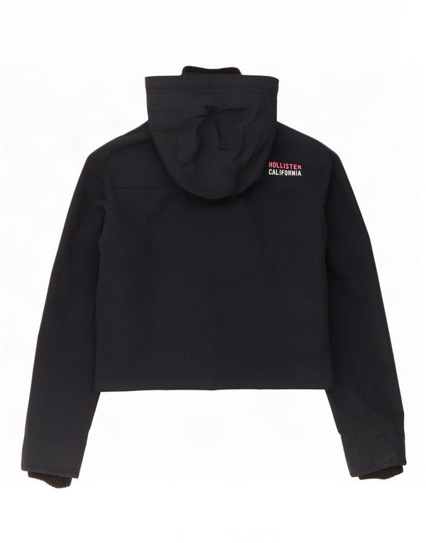 Hollister Damen-Regenjacke mit Kapuze, UK 14, mittelmarineblaues Nylon