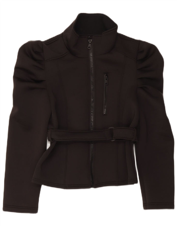 Zara Damen Bomberjacke UK 14 Large Schwarz Polyester