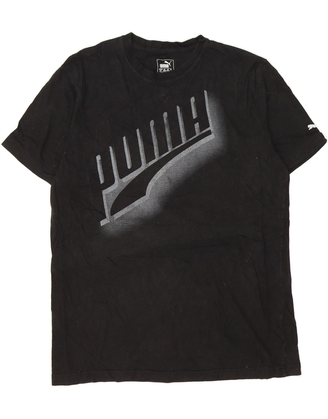 PUMA Mens Graphic T-Shirt Top Large Black Cotton Vintage Puma and Second-Hand Puma from Messina Hembry 