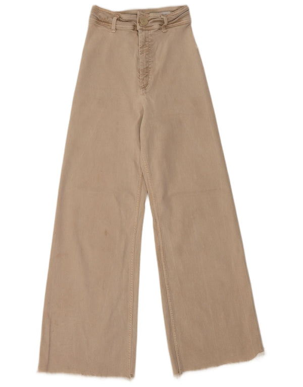 Zara Womens High Waist Wide Leg Jeans EU 32 2XS W22 L28 Beige