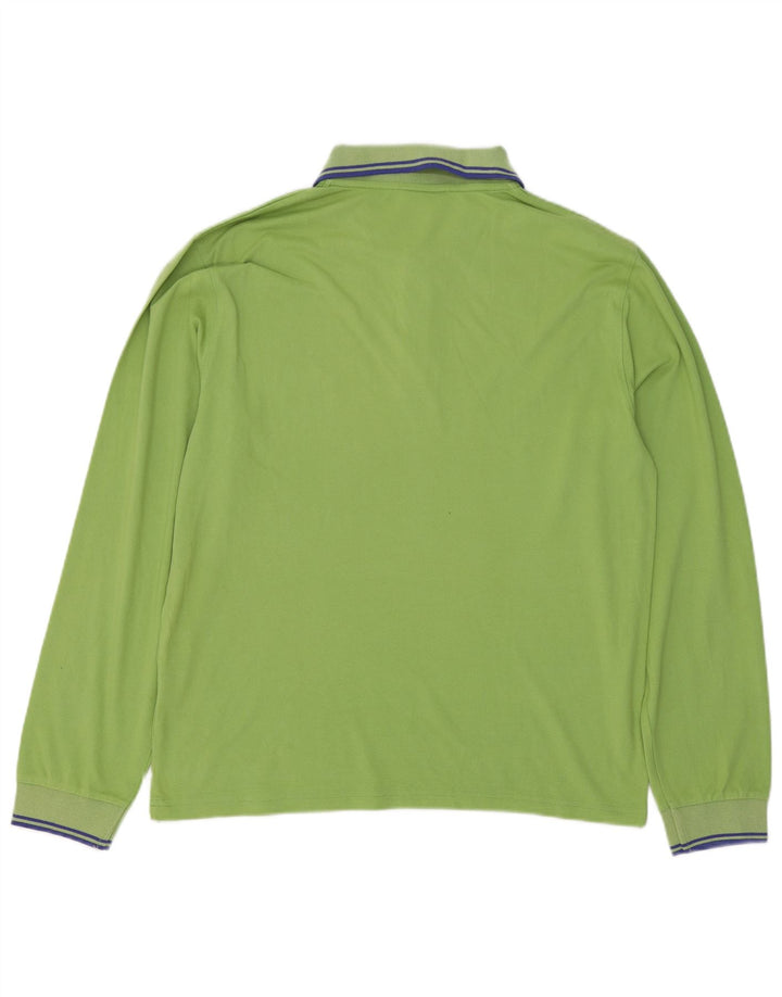 CHAMPION Herren-Langarm-Poloshirt aus mittelgrüner Baumwolle