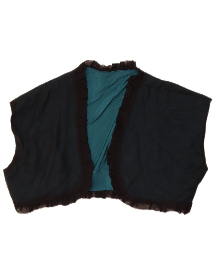 Vintage Damen Ärmelloses Bolero Top UK 14 Medium Schwarz