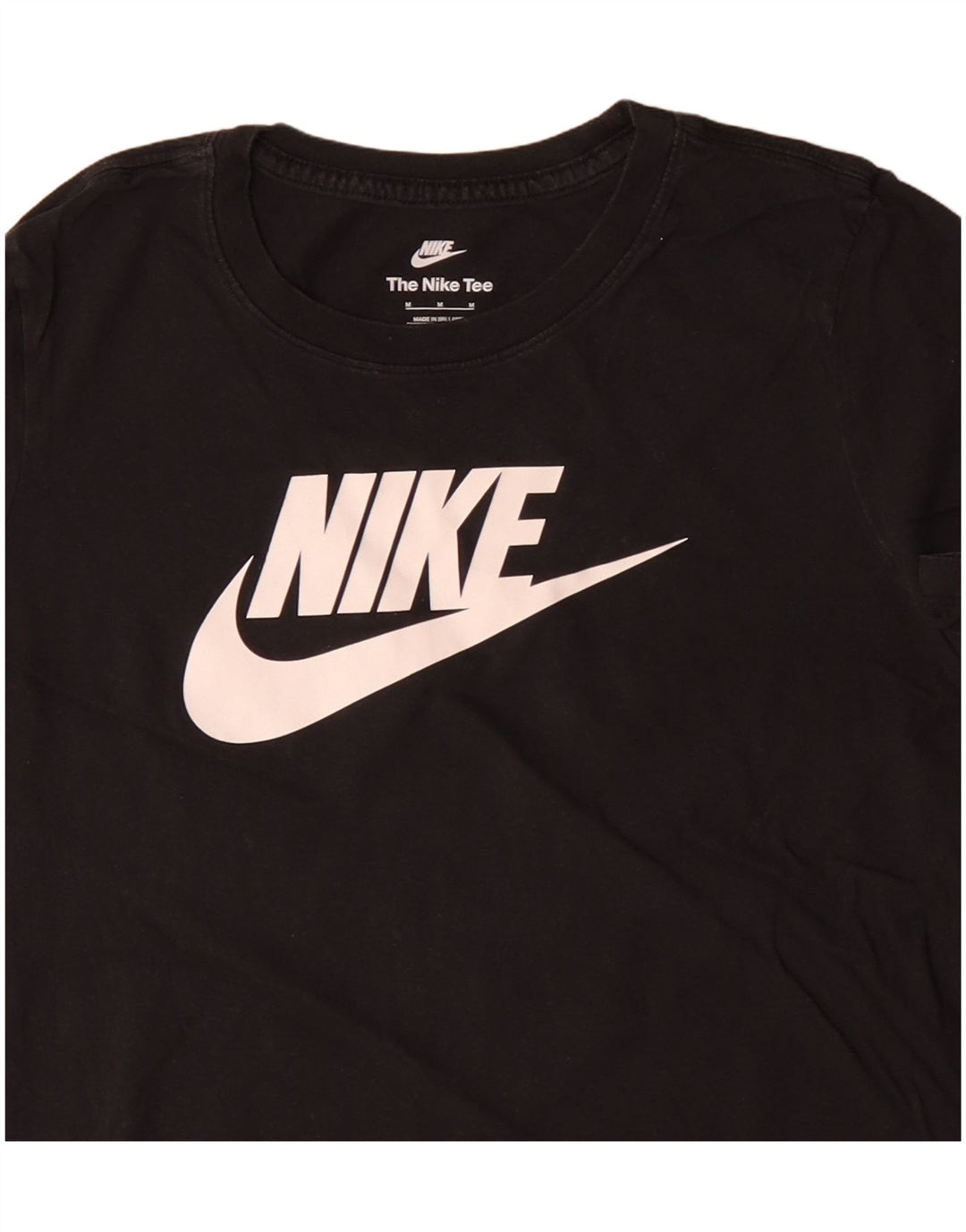 NIKE Damen Grafik-T-Shirt Top UK 12 Mittelschwarze Baumwolle