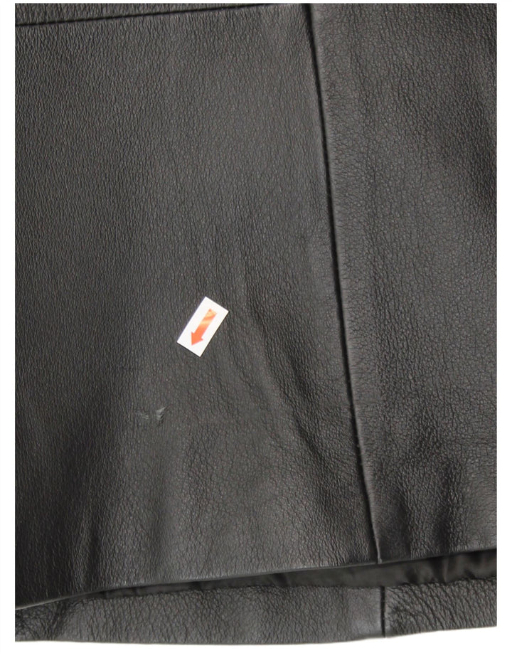 Agenda Damen 3-Knopf-Lederblazerjacke UK 24 4XL Schwarzes Leder