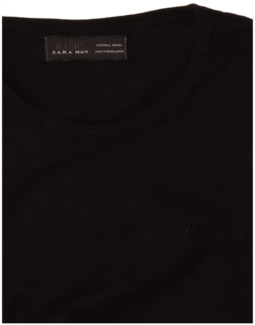 Zara Herren-Pullover mit Rundhalsausschnitt, Größe L, Schwarz