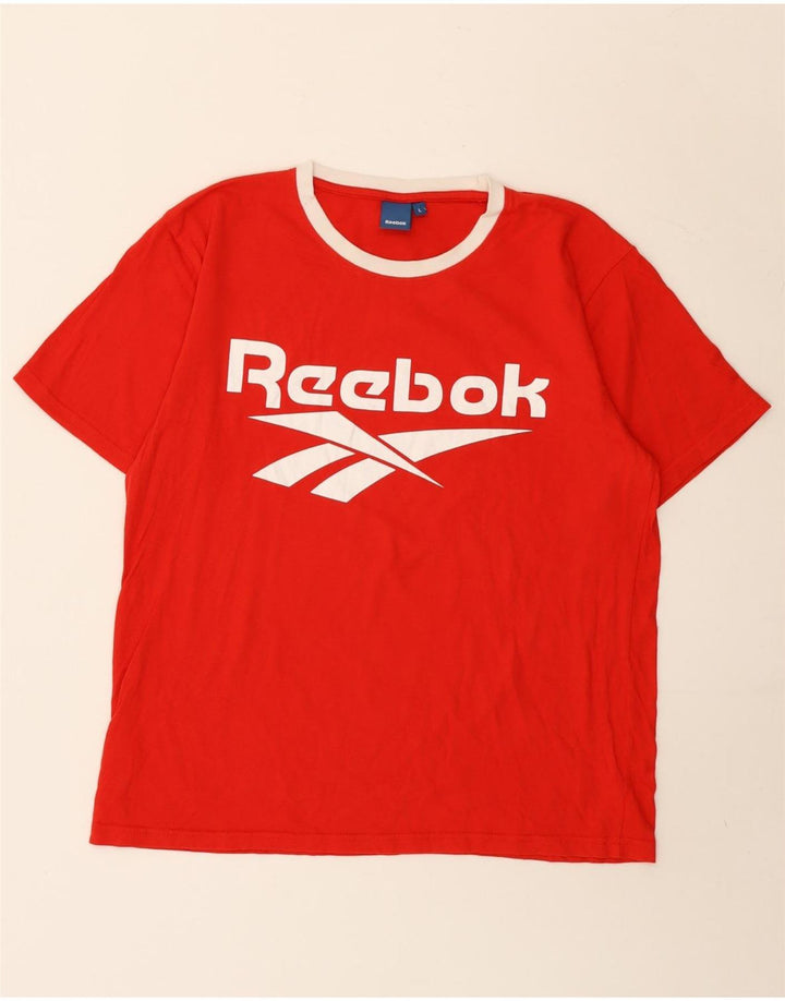 Reebok Herren Grafik-T-Shirt-Oberteil, groß, rote Baumwolle
