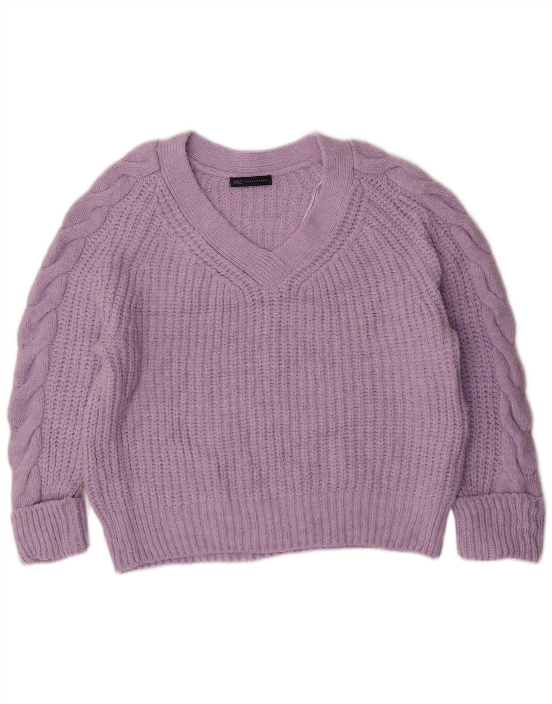 Marks & Spencer Damen-Pullover in Übergröße mit V-Ausschnitt, Gr. 14, Mittelviolett