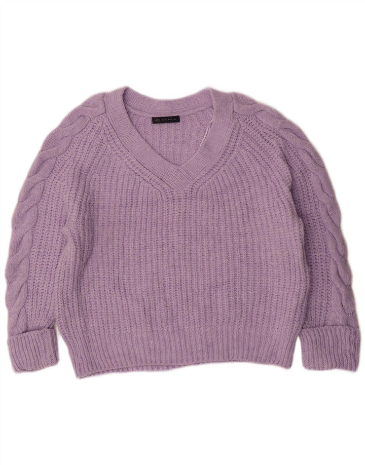 Marks & Spencer Damen-Pullover in Übergröße mit V-Ausschnitt, Gr. 14, Mittelviolett