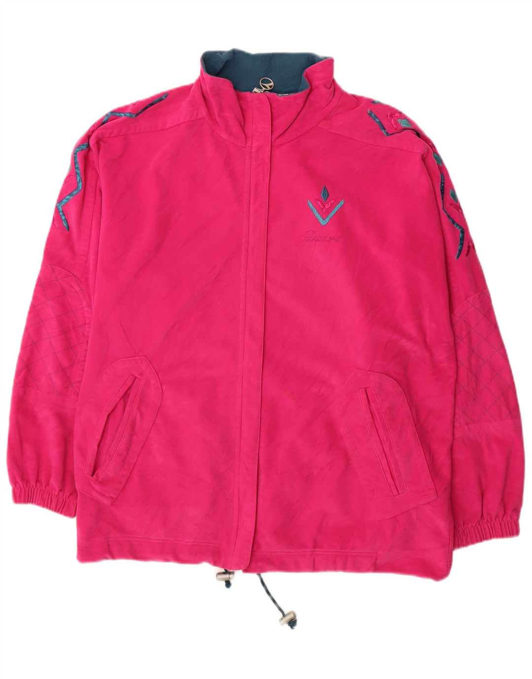 DIADORA Womens Oversized Tracksuit Top Jacket UK 16 Large Pink Polyester