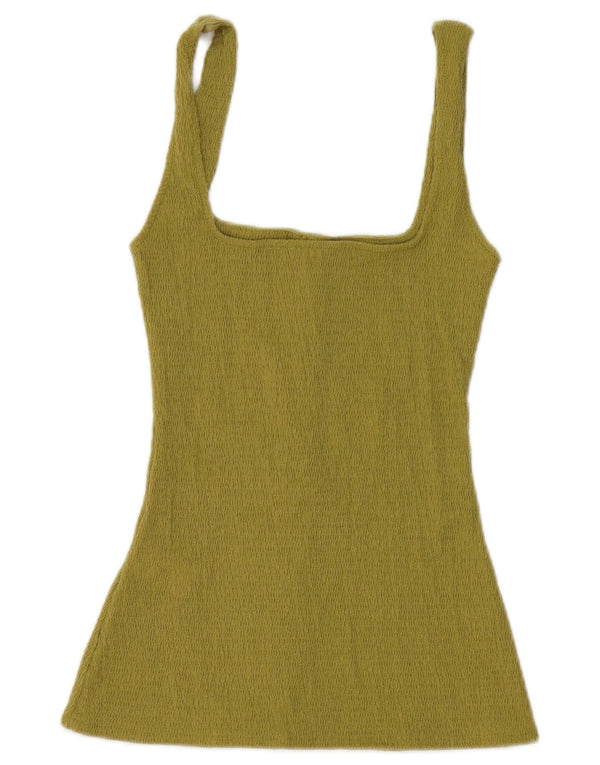 Zara Damen Weste Top UK 12 Mittelgrünes Polyester