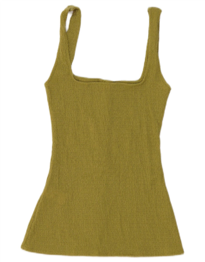 Zara Damen Weste Top UK 12 Mittelgrünes Polyester