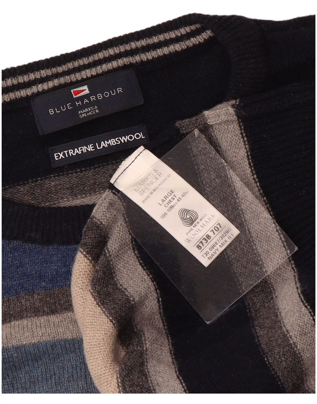 MARKS & SPENCER Herren-Pullover „Harbor“ mit Rundhalsausschnitt, Blau, Größe L, Blau