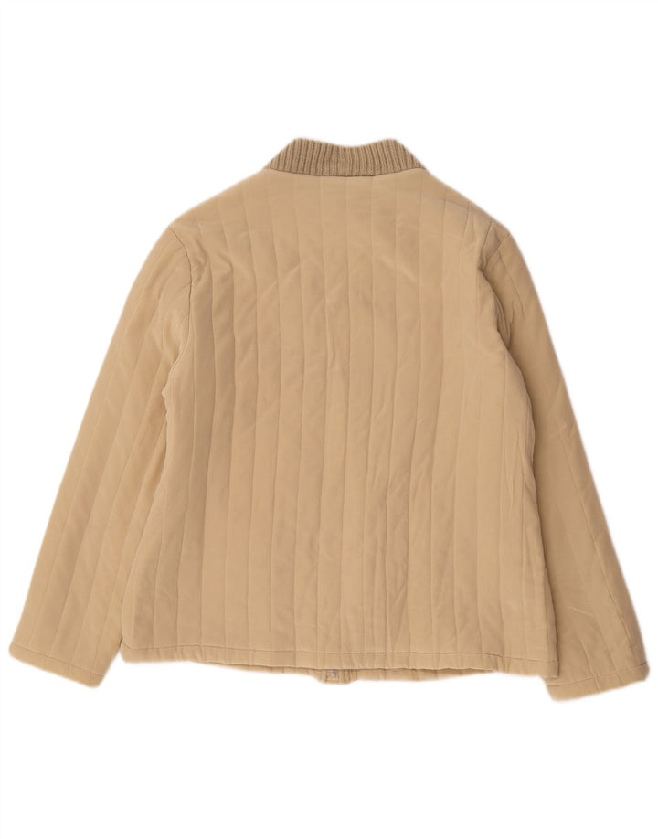 Cherie Damen Bomberjacke IT 46 Large Beige Seide