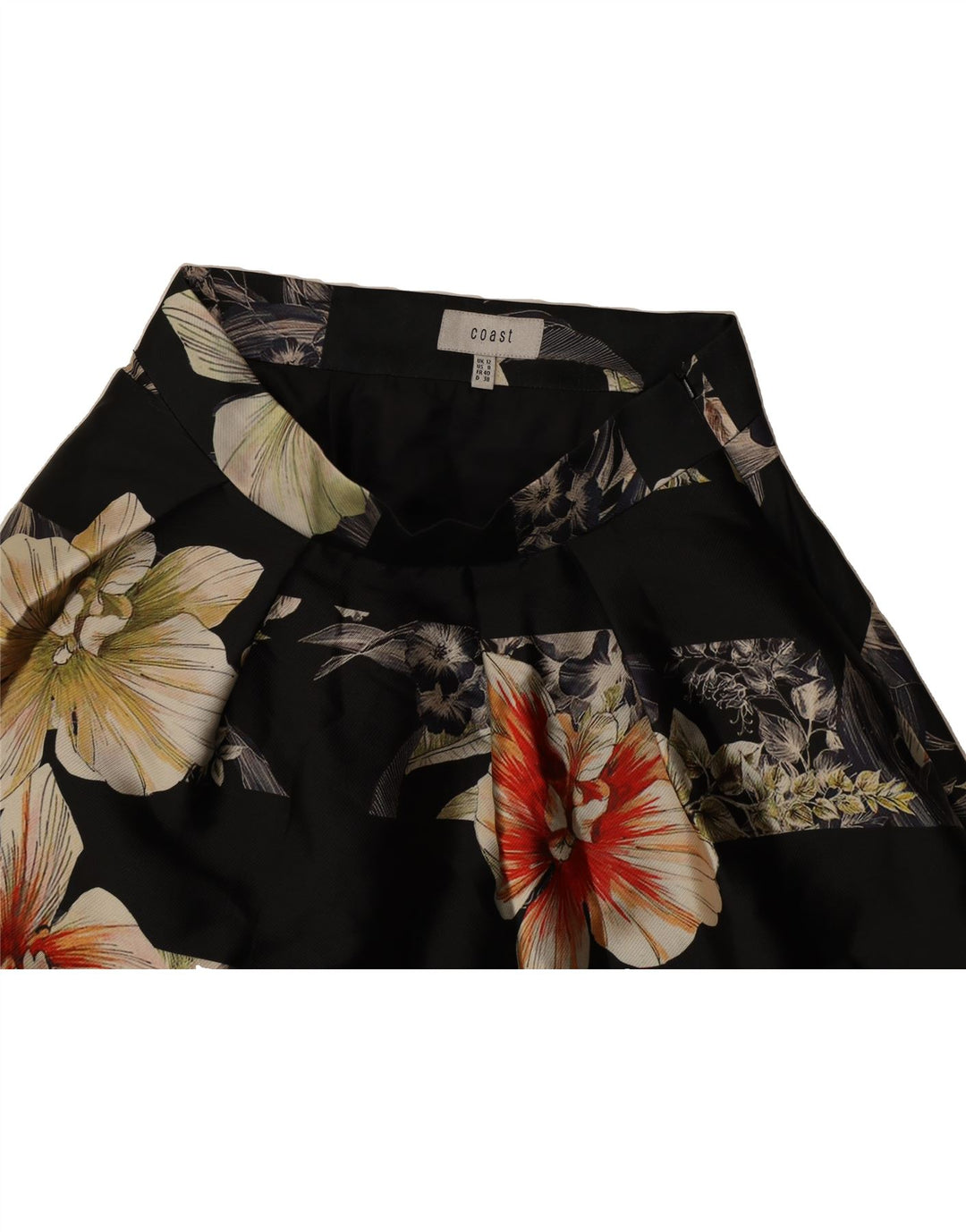 COAST Womens A-Line Skirt UK 12 Medium W30 Black Floral Polyester Vintage Coast and Second-Hand Coast from Messina Hembry 