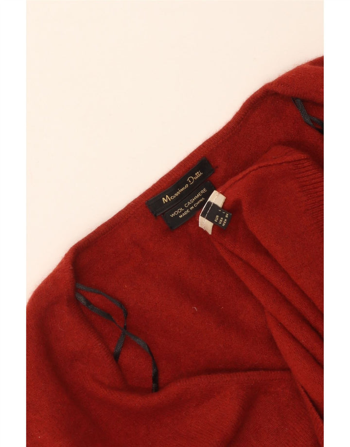 MASSIMO DUTTI Damen-Pullover mit V-Ausschnitt, UK 14, große rote Wolle
