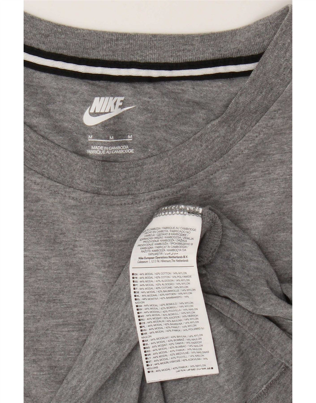Nike Damen T-Shirt Top UK 14 Mittelgrau geflecktes Modal