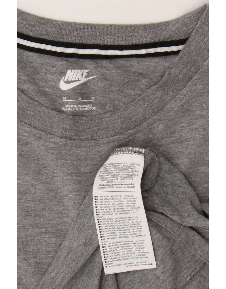 Nike Damen T-Shirt Top UK 14 Mittelgrau geflecktes Modal