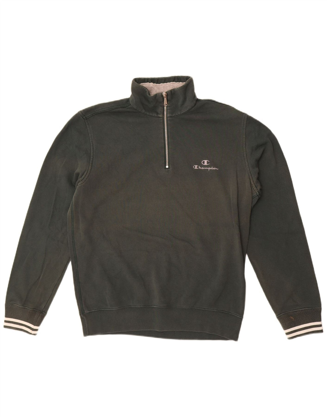 Champion Herren-Sweatshirt mit Reißverschluss am Hals, groß, aus grüner Baumwolle