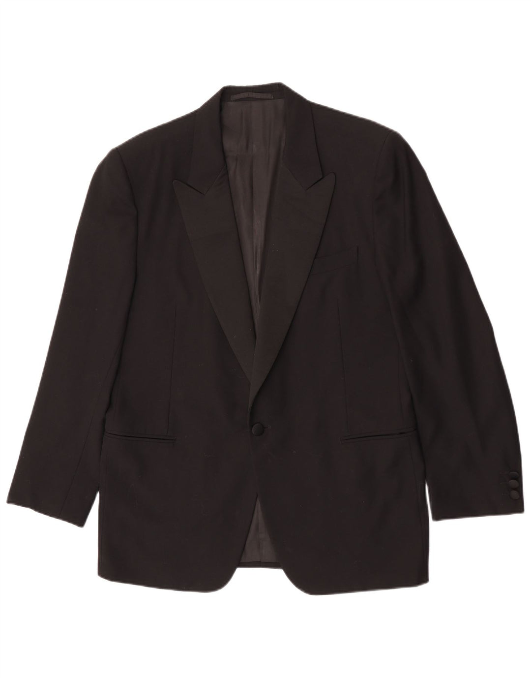 Vintage Herren 1 Knopf Blazer Jacke IT 50 Große schwarze Wolle