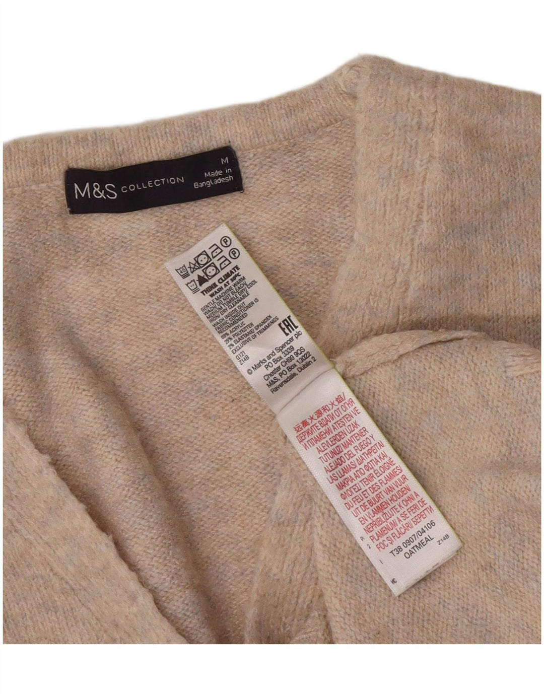 Marks & Spencer Damen-Pullover mit V-Ausschnitt, UK 14, Mittelgrau meliert