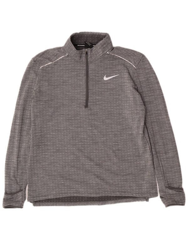 Nike Herren-Lauf-Pullover-Trainingsanzug-Oberteil mit Reißverschluss, Größe L, grau, Polyester