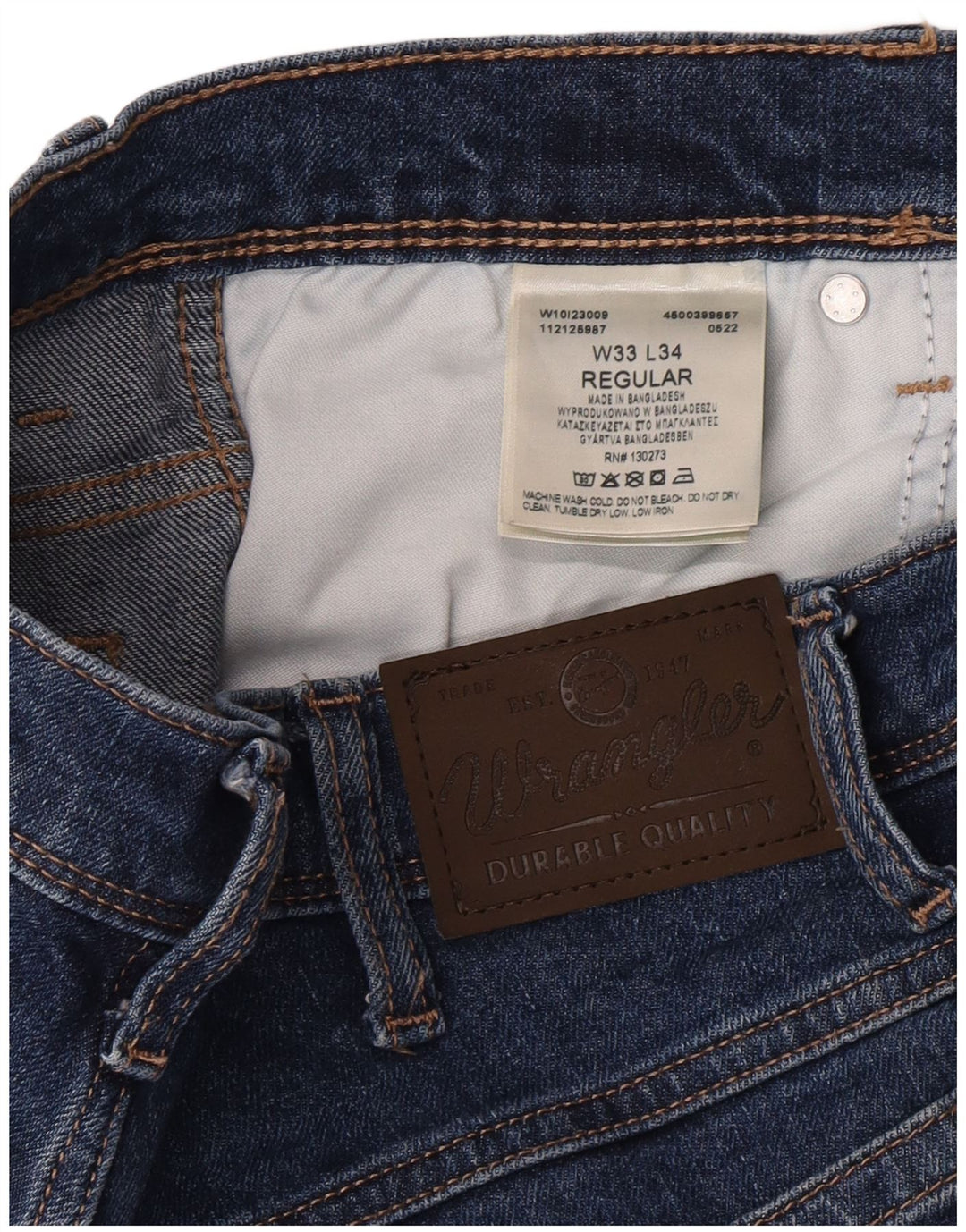 Wrangler Herren-Jeans mit normaler Passform, gerade Passform, W33 L34, blaue Baumwolle