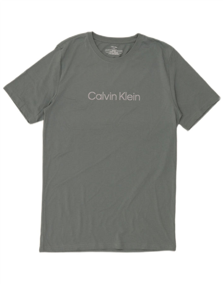 Calvin Klein Herren-T-Shirt mit Grafik, Größe S, graue Baumwolle