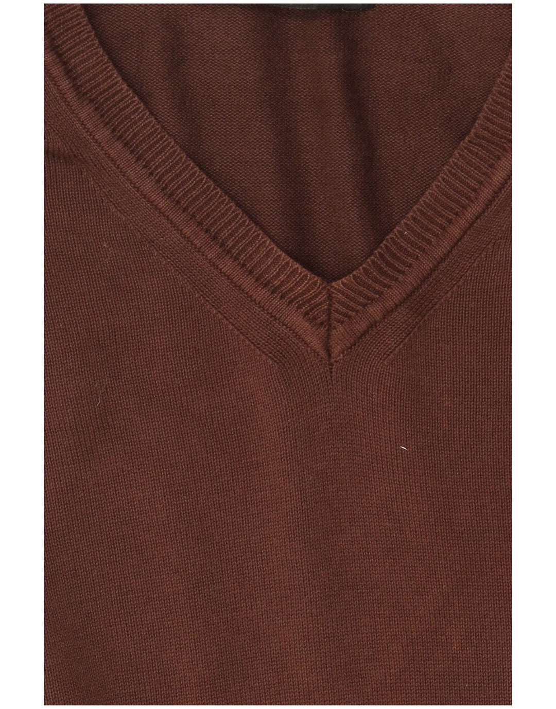 Zara Herren-Pullover mit V-Ausschnitt, XL, braune Baumwolle