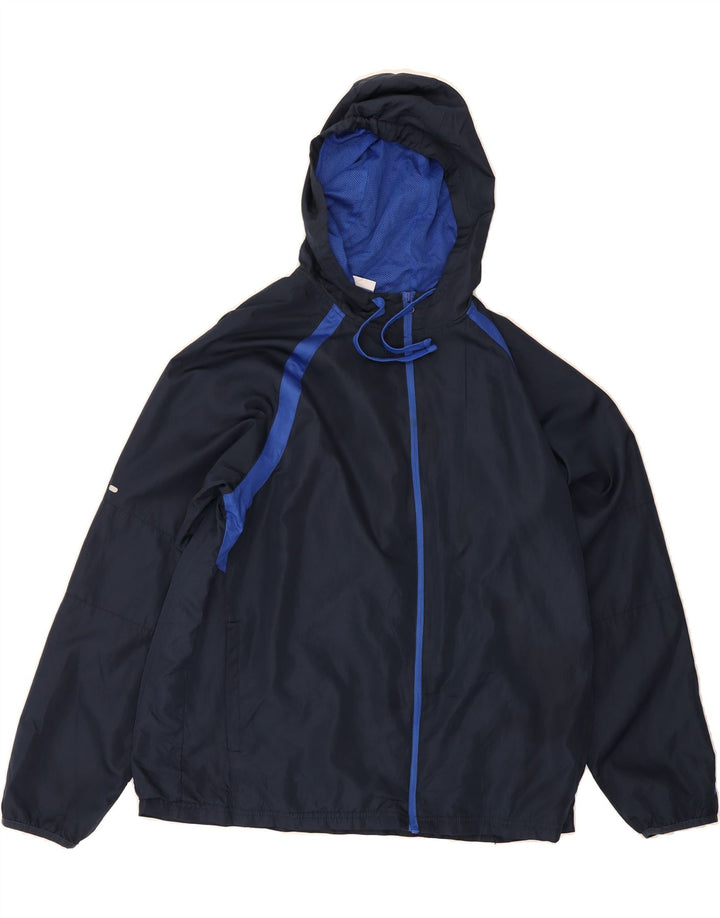 STARTER Mens Hooded Rain Jacket Size 42/44 Large Navy Blue Polyester Vintage Starter and Second-Hand Starter from Messina Hembry 
