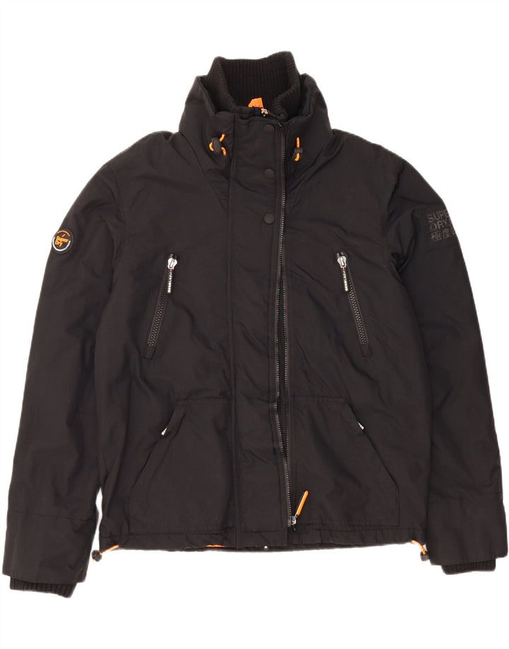SUPERDRY Herren-Windbreaker-Jacke, UK 40, Größe L, schwarzes Nylon