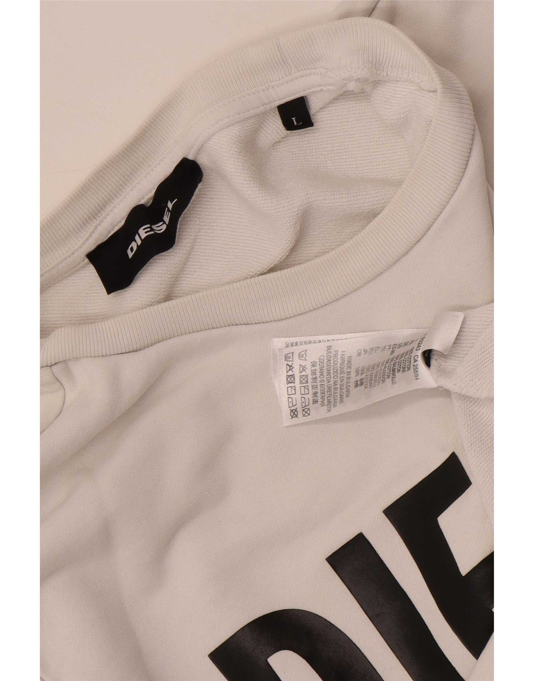 Diesel Herren-Sweatshirt mit Grafik, groß, aus weißer Baumwolle