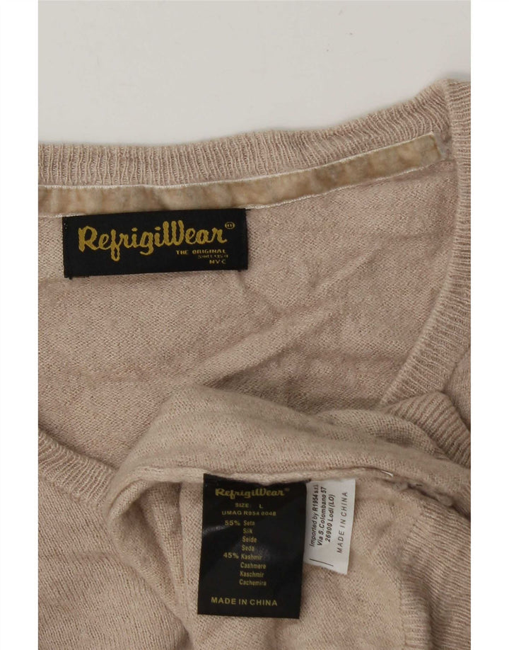 Refrigiwear Herren-Pullover mit V-Ausschnitt, groß, beige Seide