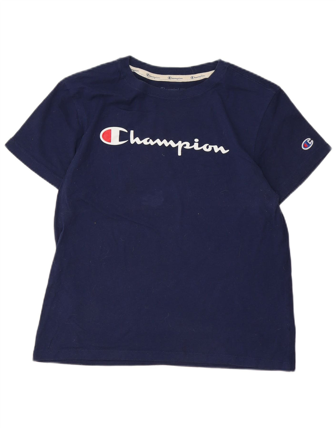 CHAMPION Damen Grafik-T-Shirt-Oberteil UK 12 Medium Marineblau