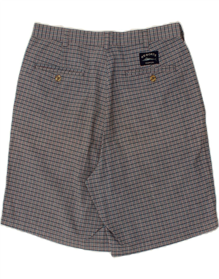 VINTAGE Herren Chino Shorts W32 Mittelgrau karierte Baumwolle