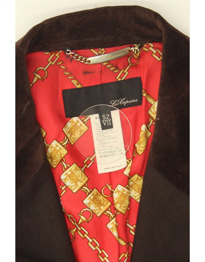 Les Copains Damen 3-Knopf-Blazerjacke IT 52 2XL Braune Schurwolle