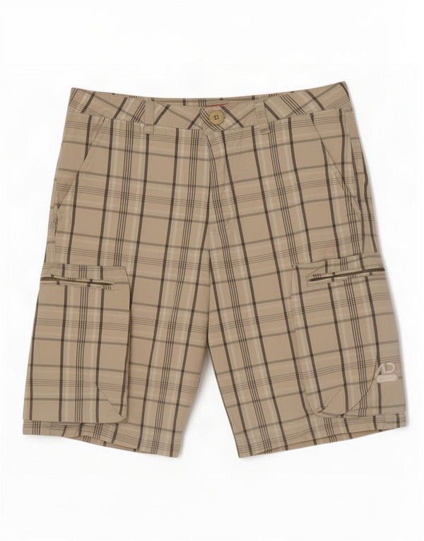 Nike Herren-Cargoshorts Medium W30 Beige karierte Baumwolle
