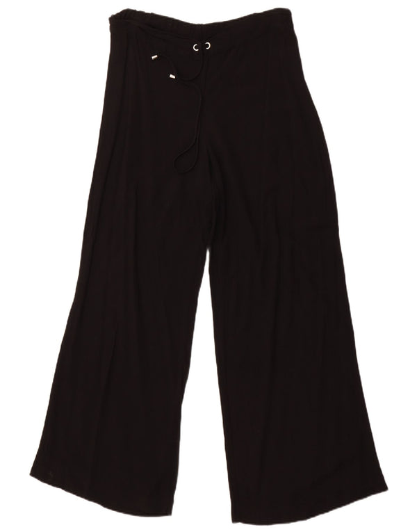 Marks & Spencer Damen-Hose mit weitem Bein, UK 14, Größe L W32 L29, schwarze Viskose
