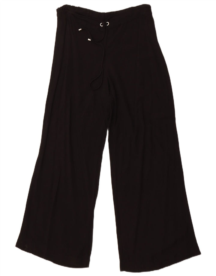 Marks & Spencer Damen-Hose mit weitem Bein, UK 14, Größe L W32 L29, schwarze Viskose