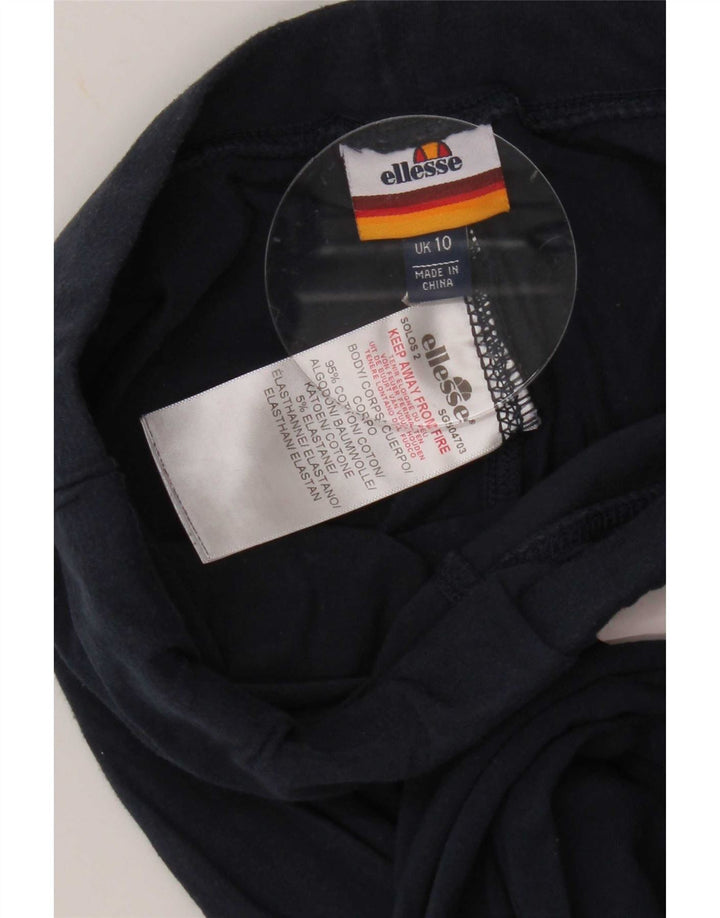 Ellesse Womens Graphic Leggings UK 10 Small Marineblau Baumwolle