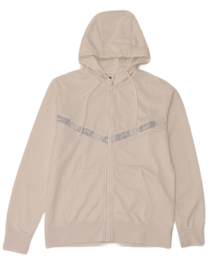 Nike Herren-Kapuzenpullover mit grafischem Reißverschluss, mittelweißes Farbblock-Polyester