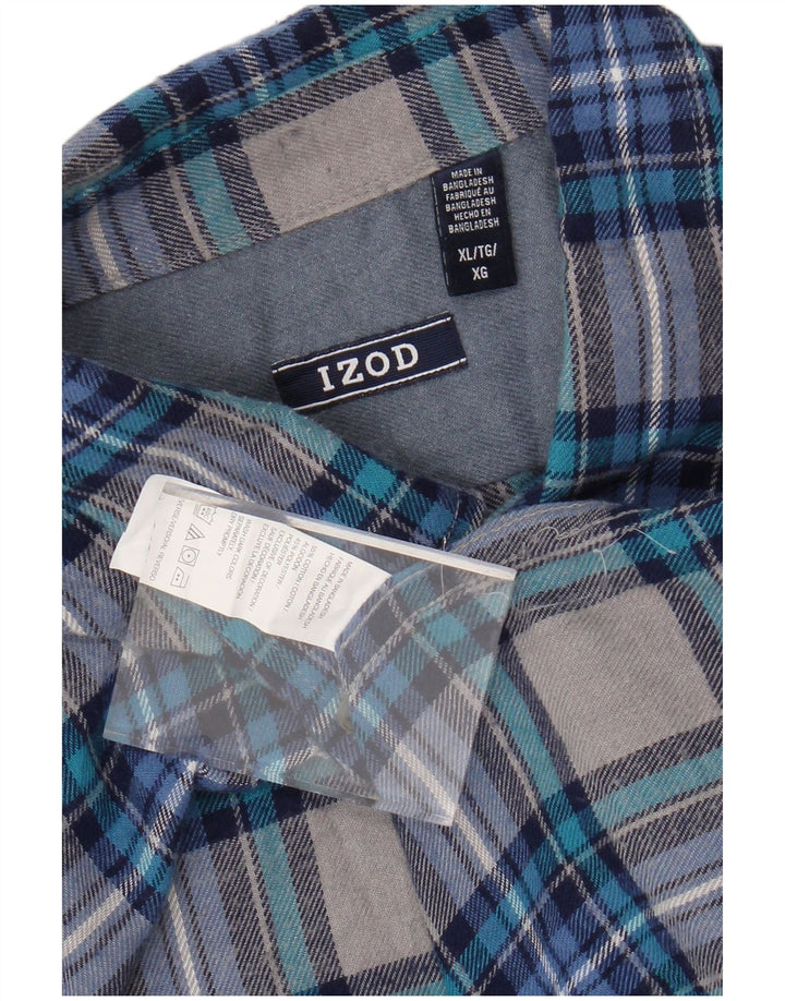 IZOD Herren-Flanellhemd XL, blau kariert, Baumwolle