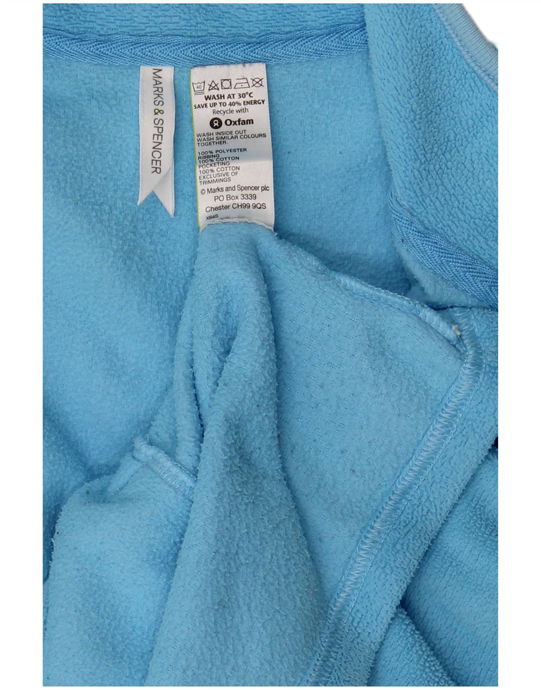 Marks & Spencer Damen Fleecejacke UK 14 Large Blau Polyester