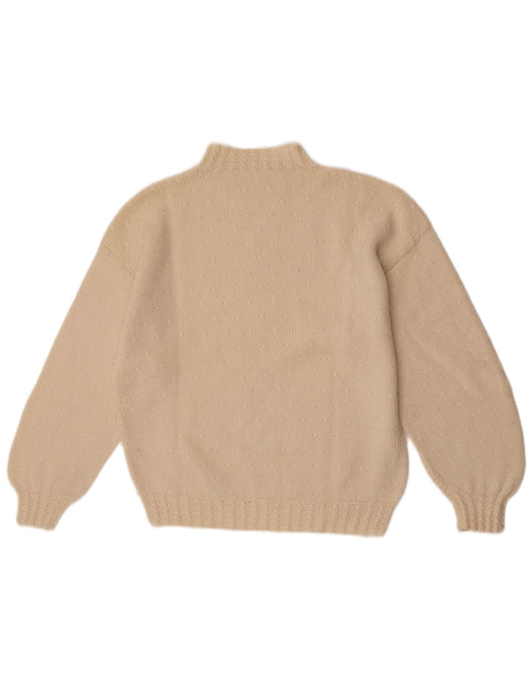 Vintage Damen Rollkragenpullover Pullover UK 14 Medium Off White