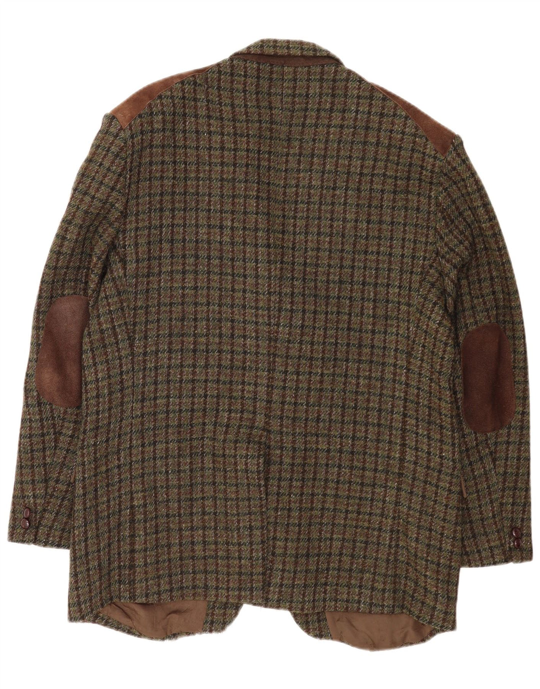 Harris Tweed Herren-Blazer mit 2 Knöpfen, UK 38, Mittelgrün mit Hahnentrittmuster